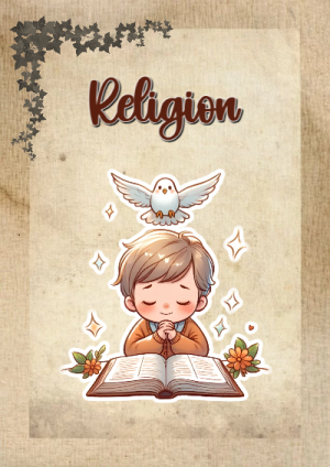 Portada de Religion Secundaria - religon para cuaderno en formato A4 - tendencia educativa 2026