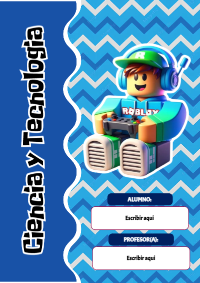 Portada de Roblox con Ciencia y tecnologia Editable para Imprimir Gratis