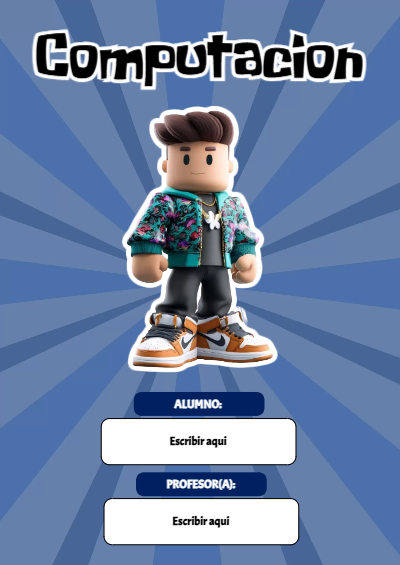 Portada de Roblox con computacion Editable para Imprimir Gratis