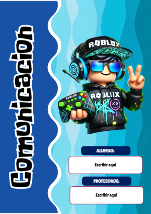 Portada de Roblox con Comunicación para cuaderno en tamaño A4 - para personalizar tus materias