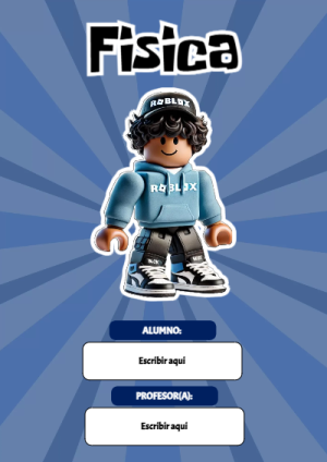 Portada de Roblox con fisica para cuaderno con diseño escolar - tendencia educativa 2026