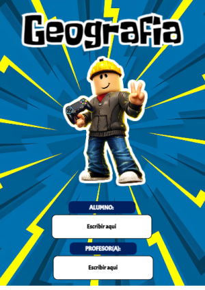 Portada de Roblox con Geografia para cuaderno en formato A4 - versión premium para imprimir