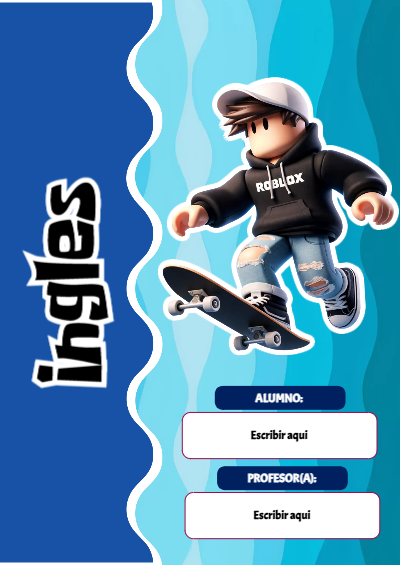 Portada de Roblox con ingles Editable para Imprimir Gratis