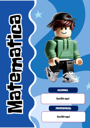 Portada de Roblox con matematica para cuaderno bonita para imprimir - perfecto para organizar tus apuntes