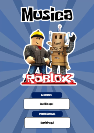 Portada de Roblox con musica para cuaderno fácil de imprimir - formato digital listo para usar
