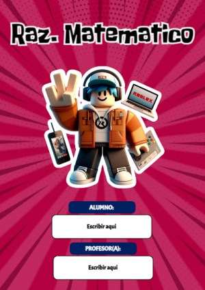 Portada de Roblox con razonamiento matematico para cuaderno bonita para imprimir - ideal para el nuevo año escolar