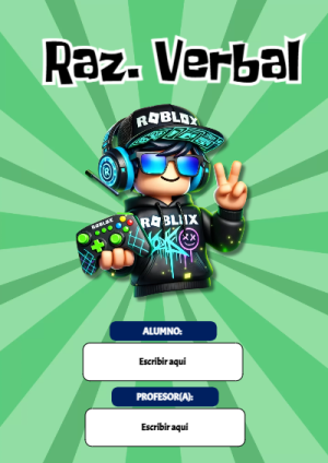 Portada de Roblox con razonamiento verbal para cuaderno para primaria - disponible para descarga gratuita