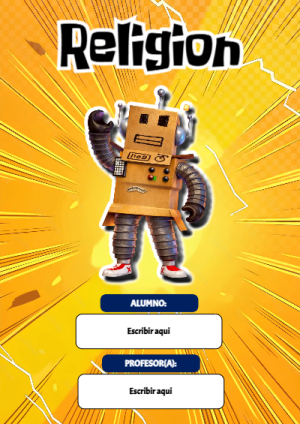 Portada de Roblox con religion para cuaderno personalizada para imprimir - para personalizar tus materias