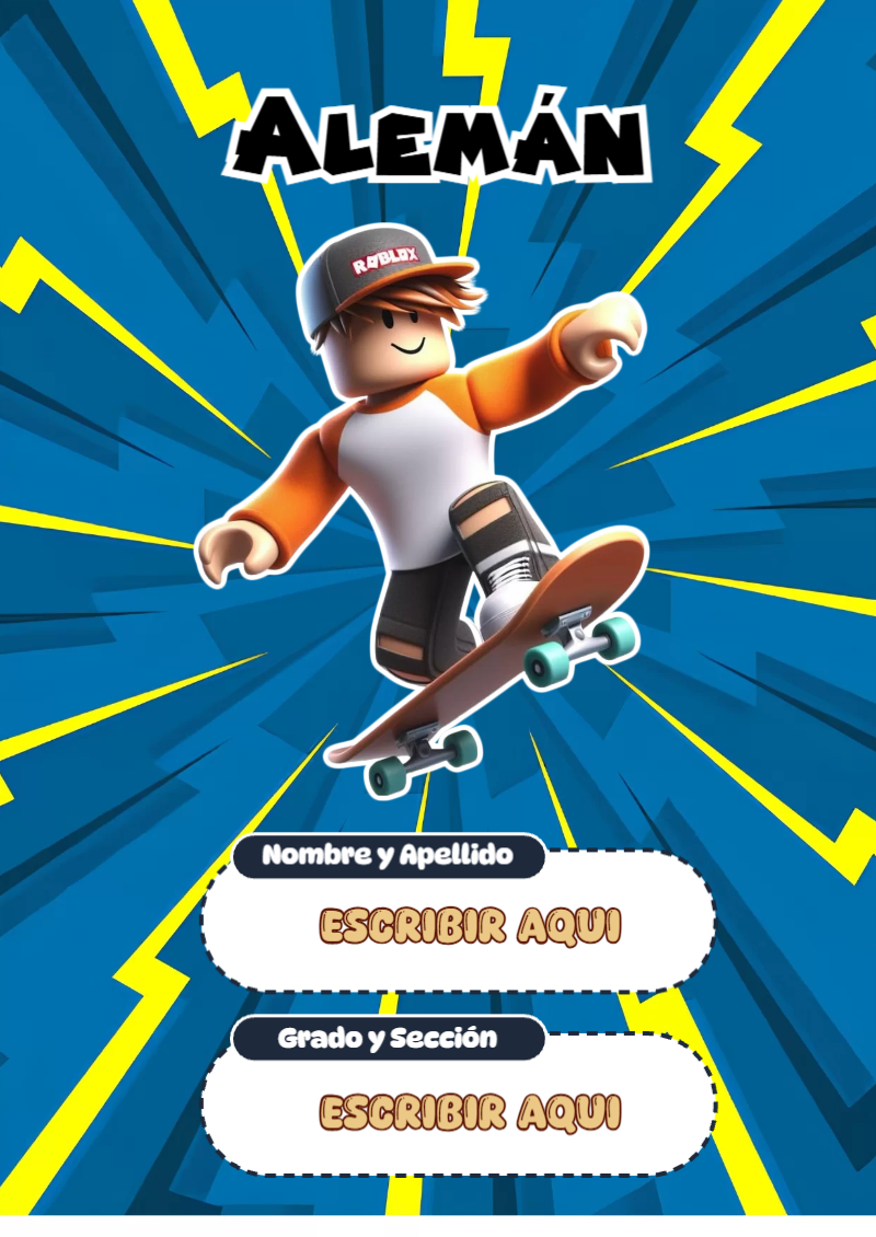 Portada de Roblox de Alemán Editable para Imprimir Gratis