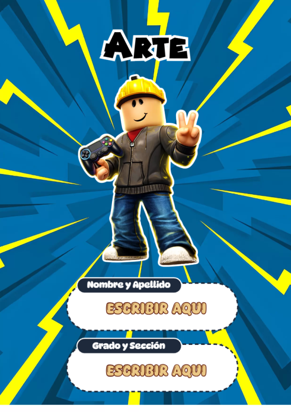 Portada de Roblox de Arte para cuaderno lista para imprimir en A4 - ideal para el nuevo año escolar