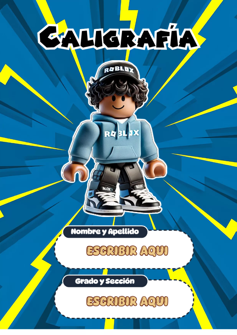 Portada de Roblox de Caligrafía Editable para Imprimir Gratis