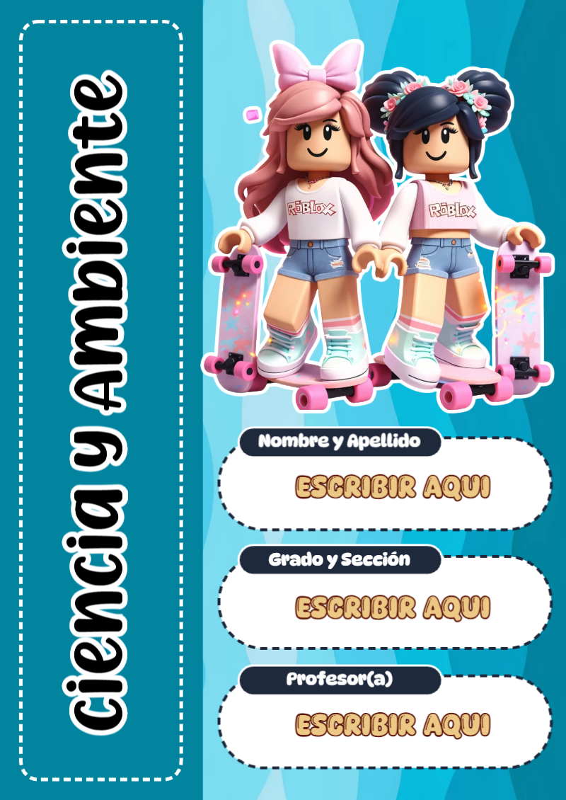 Portada de Roblox de Ciencia y Ambiente para cuaderno en tamaño A4 - para el regreso a clases