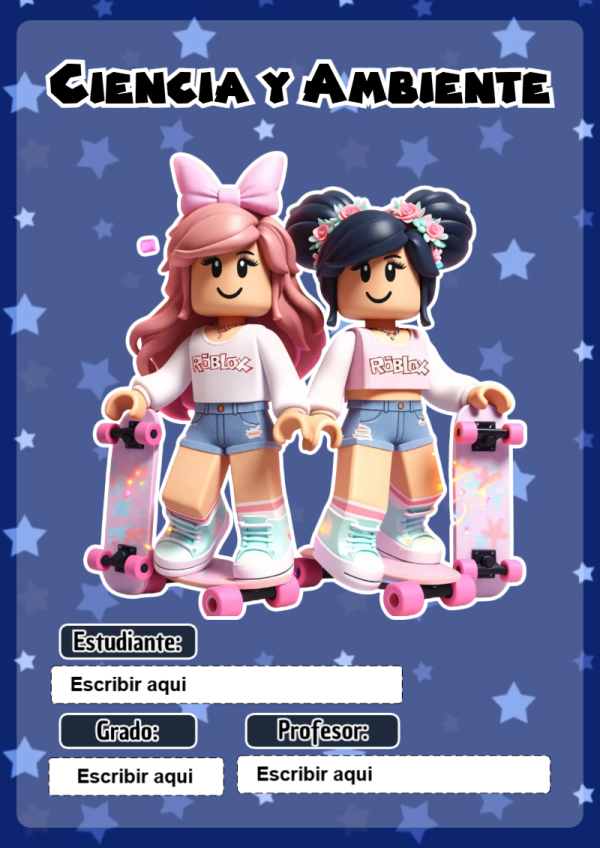 Portada de Roblox de Ciencia y Ambiente para cuaderno en tamaño A4 - diseño exclusivo y original
