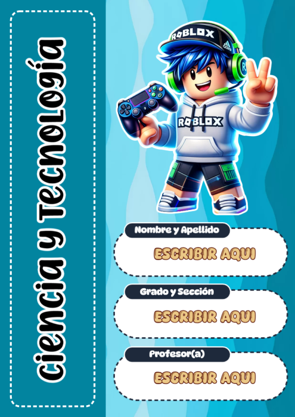 Portada de Roblox de Ciencia y Tecnología para cuaderno para niños de primaria - para todas las edades y grados