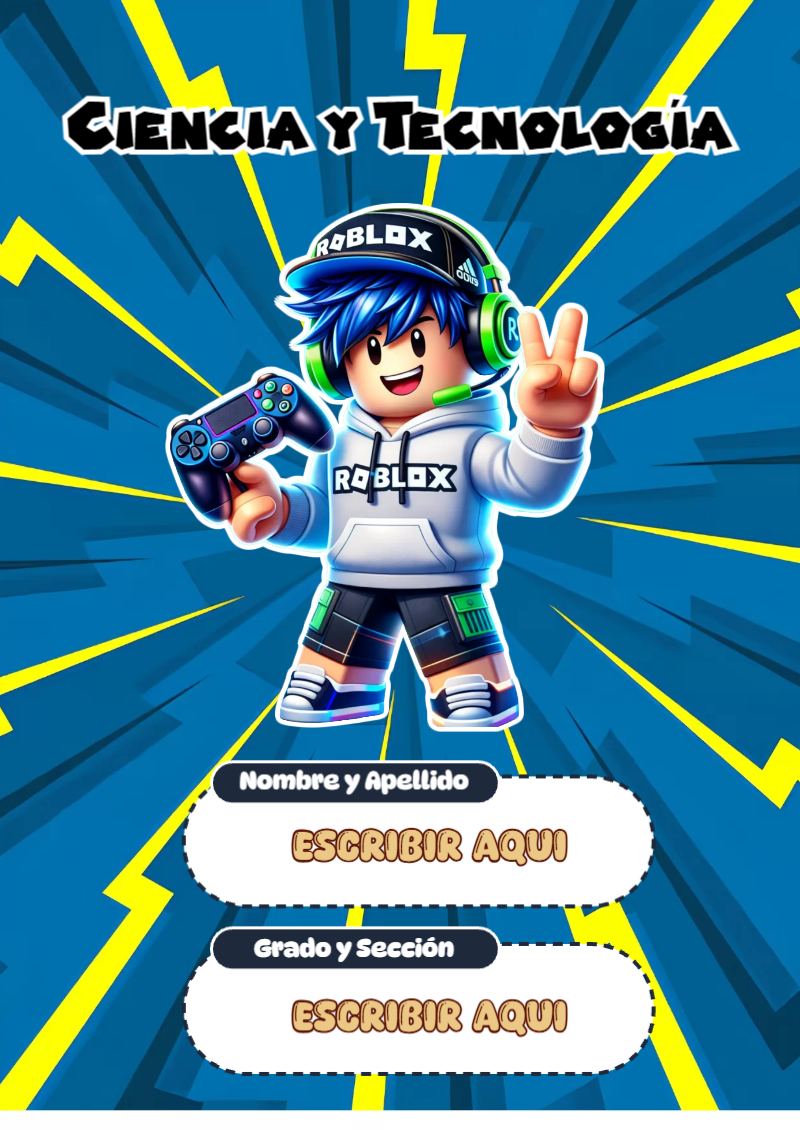 Portada de Roblox de Ciencia y Tecnología Editable para Imprimir Gratis
