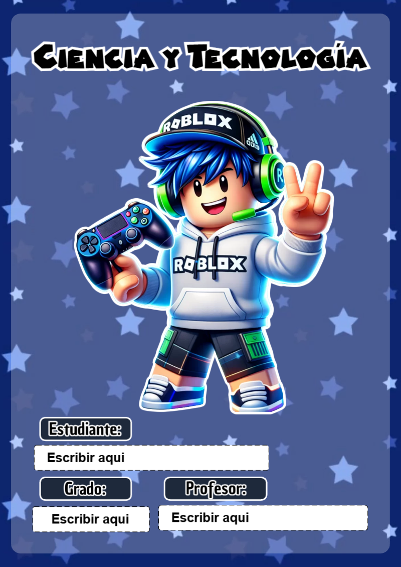 Portada de Roblox de Ciencia y Tecnología Editable para Imprimir Gratis