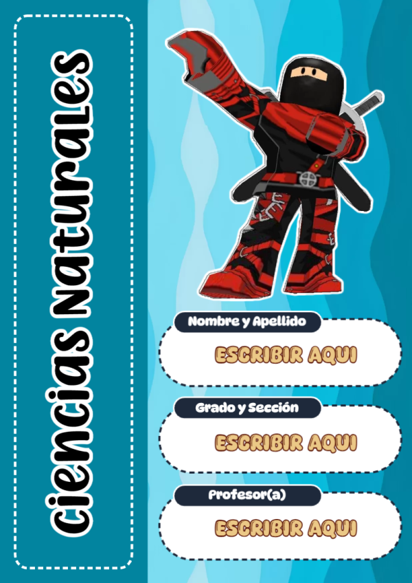 Portada de Roblox de Ciencias Naturales para cuaderno con estilo creativo - diseño escolar moderno