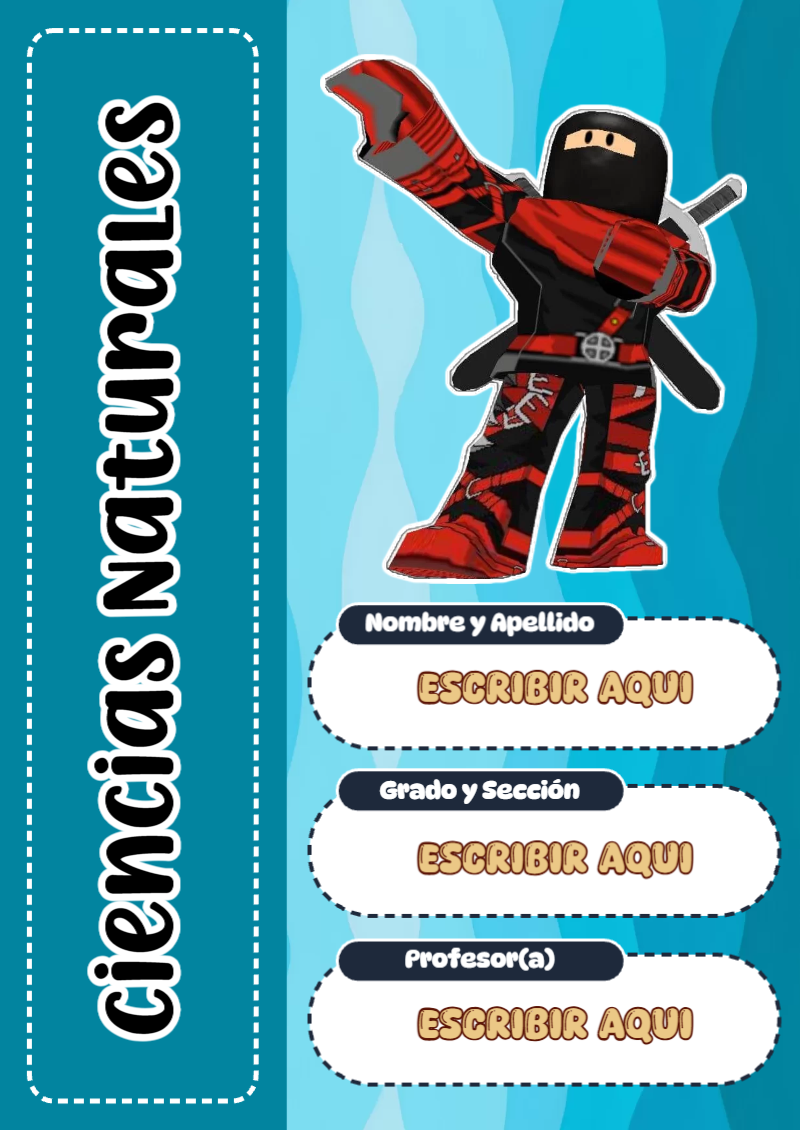Portada de Roblox de Ciencias Naturales para cuaderno con estilo creativo - diseño escolar moderno