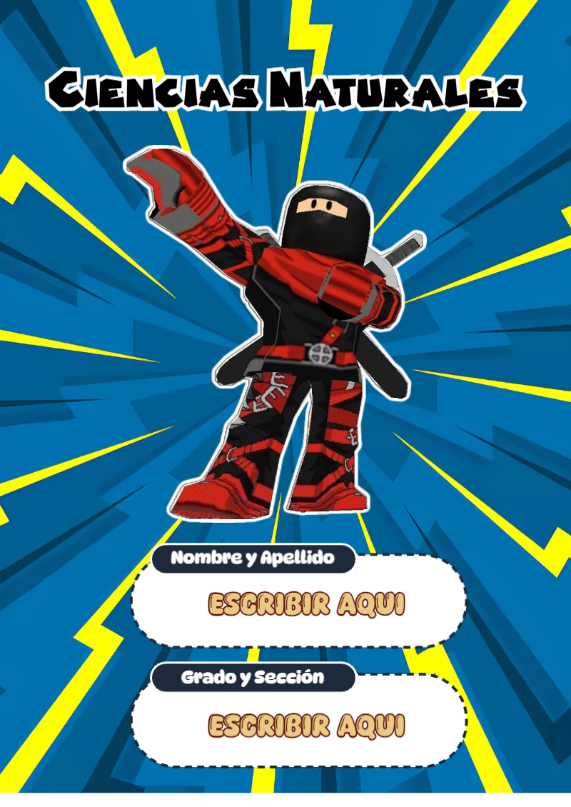 Portada de Roblox de Ciencias Naturales Editable para Imprimir Gratis