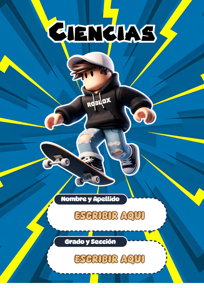 Portada de Roblox de Ciencias Editable para Imprimir Gratis