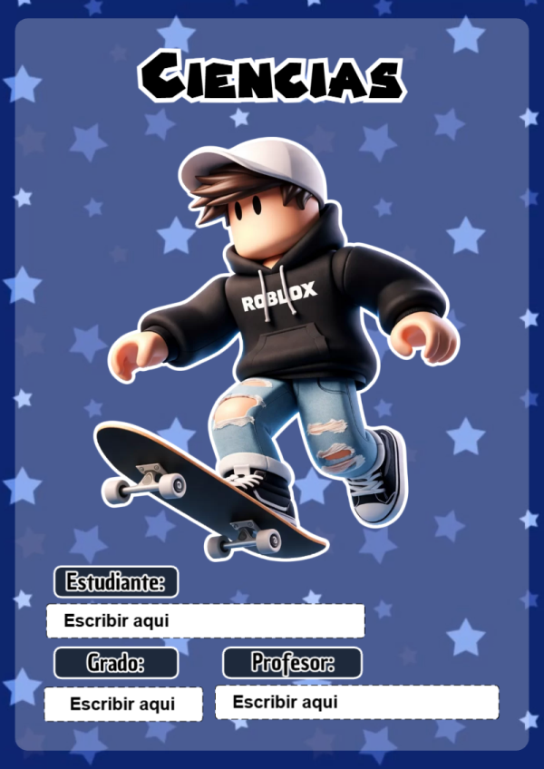 Portada de Roblox de Ciencias para cuaderno con diseño escolar - diseño escolar moderno