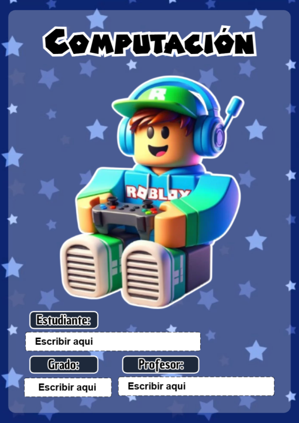 Portada de Roblox de Computación para cuaderno personalizada para imprimir - diseño exclusivo y original