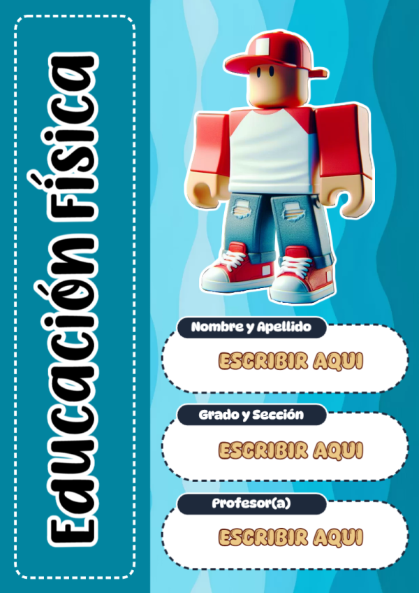 Portada de Roblox de Educación Física para cuaderno escolar para imprimir gratis - para todas las edades y grados