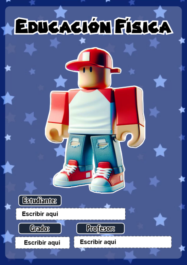Portada de Roblox de Educación Física para cuaderno con estilo creativo - diseño exclusivo y original
