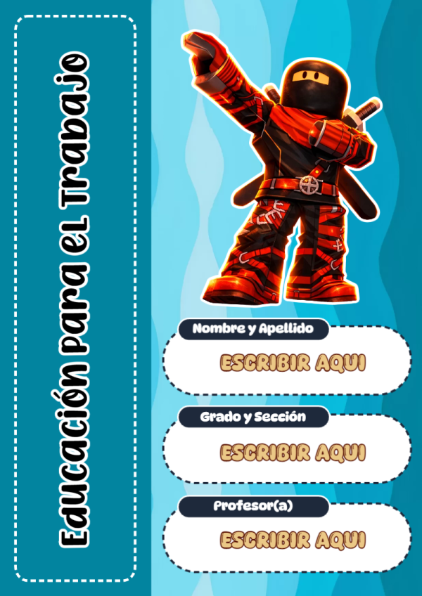 Portada de Roblox de Educación para el Trabajo para cuaderno para clases - ideal para el nuevo año escolar