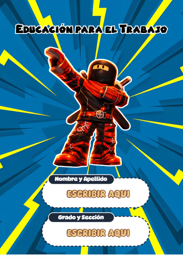Portada de Roblox de Educación para el Trabajo para cuaderno para clases - ideal para el nuevo año escolar