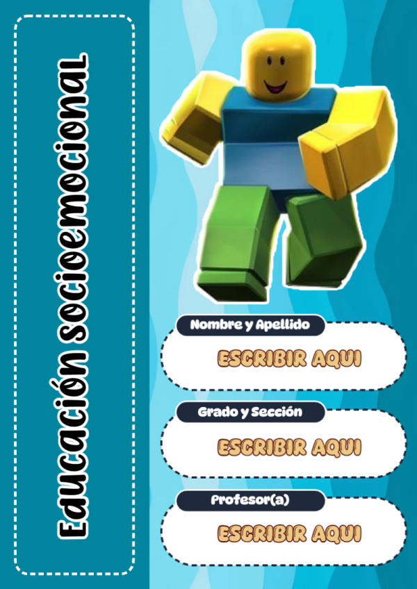Portada de Roblox de Educación Socioemocional para cuaderno decorativa y bonita - disponible para descarga gratuita