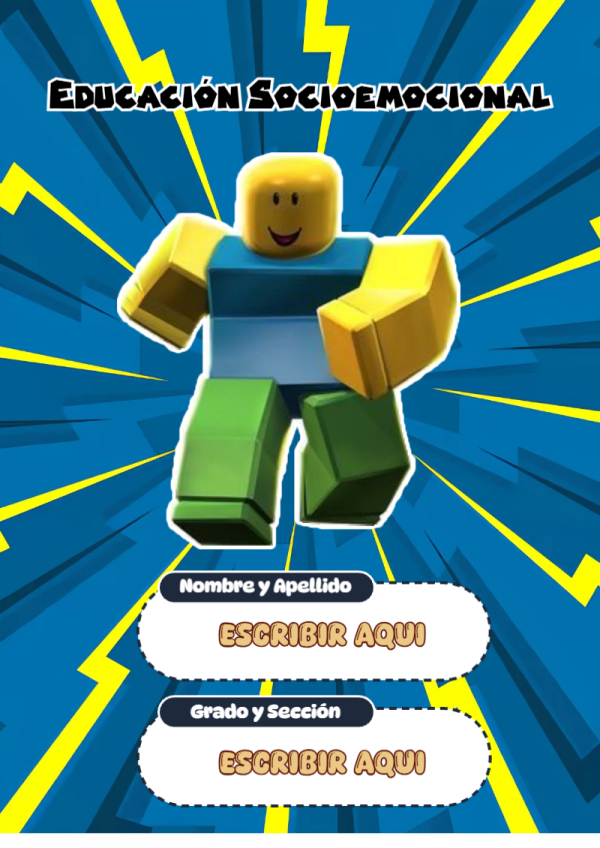 Portada de Roblox de Educación Socioemocional para cuaderno ideal para niños - versión premium para imprimir