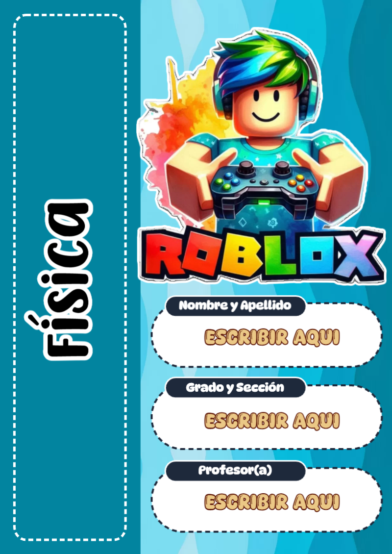 Portada de Roblox de Física Editable para Imprimir Gratis