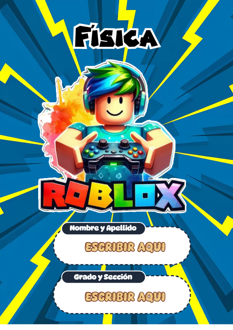 Portada de Roblox de Física para cuaderno para clases - ideal para el nuevo año escolar