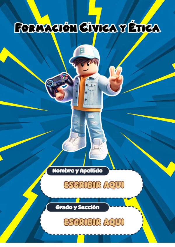 Portada de Roblox de Formación Cívica y Ética para cuaderno ideal para niños - para personalizar tus materias