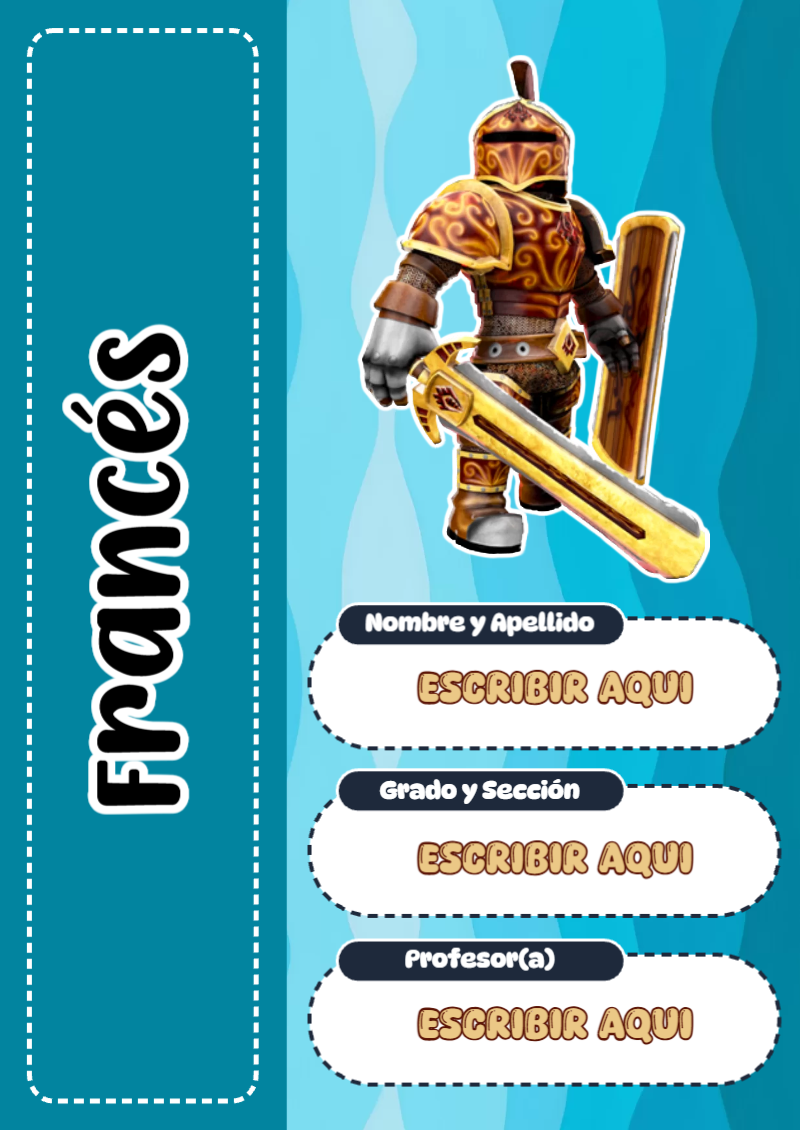 Portada de Roblox de Francés Editable para Imprimir Gratis