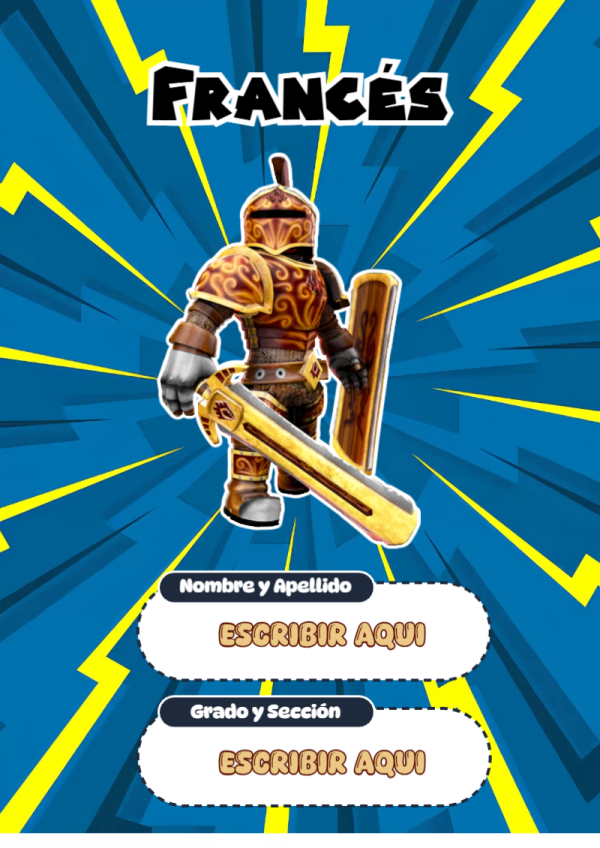 Portada de Roblox de Francés para cuaderno fácil de imprimir - disponible para descarga gratuita