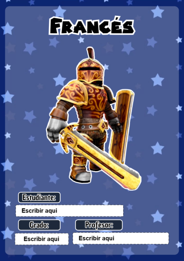 Portada de Roblox de Francés para cuaderno llamativa y bonita - formato digital listo para usar