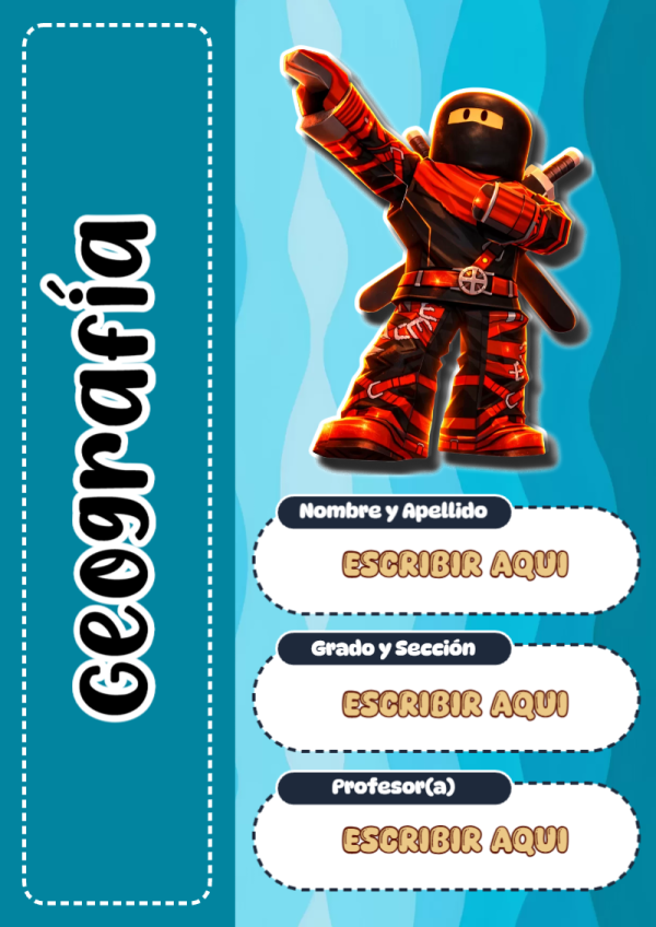 Portada de Roblox de Geografía para cuaderno ideal para niños - perfecto para organizar tus apuntes
