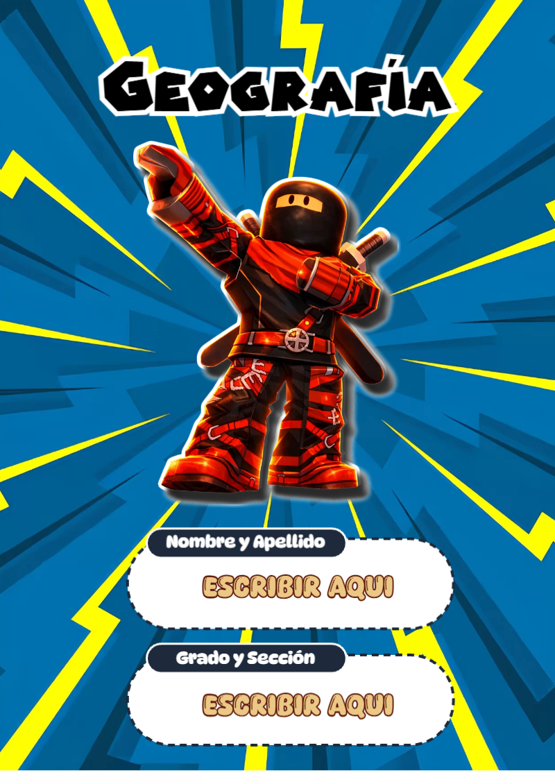 Portada de Roblox de Geografía Editable para Imprimir Gratis