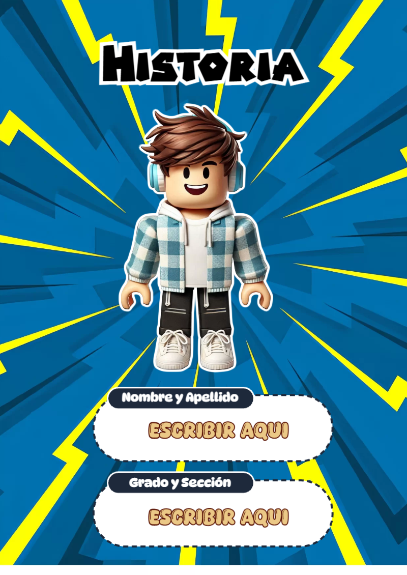 Portada de Roblox de Historia Editable para Imprimir Gratis