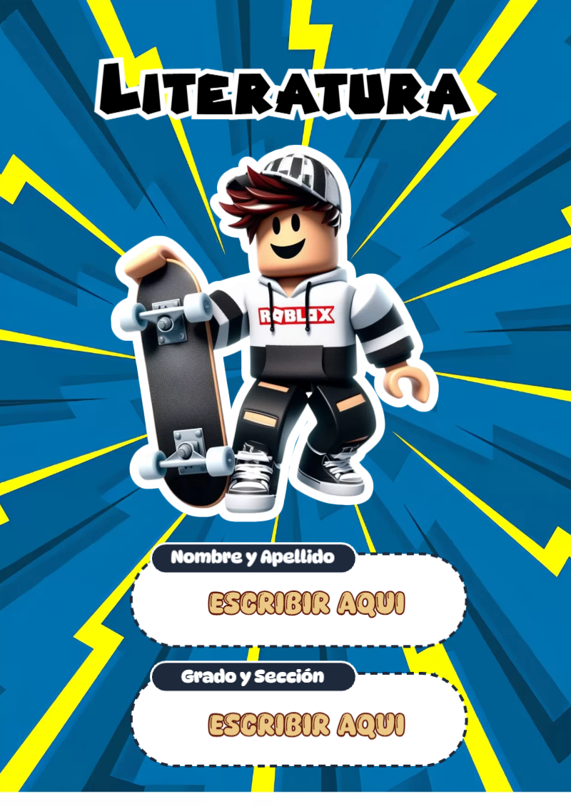 Portada de Roblox de Literatura Editable para Imprimir Gratis