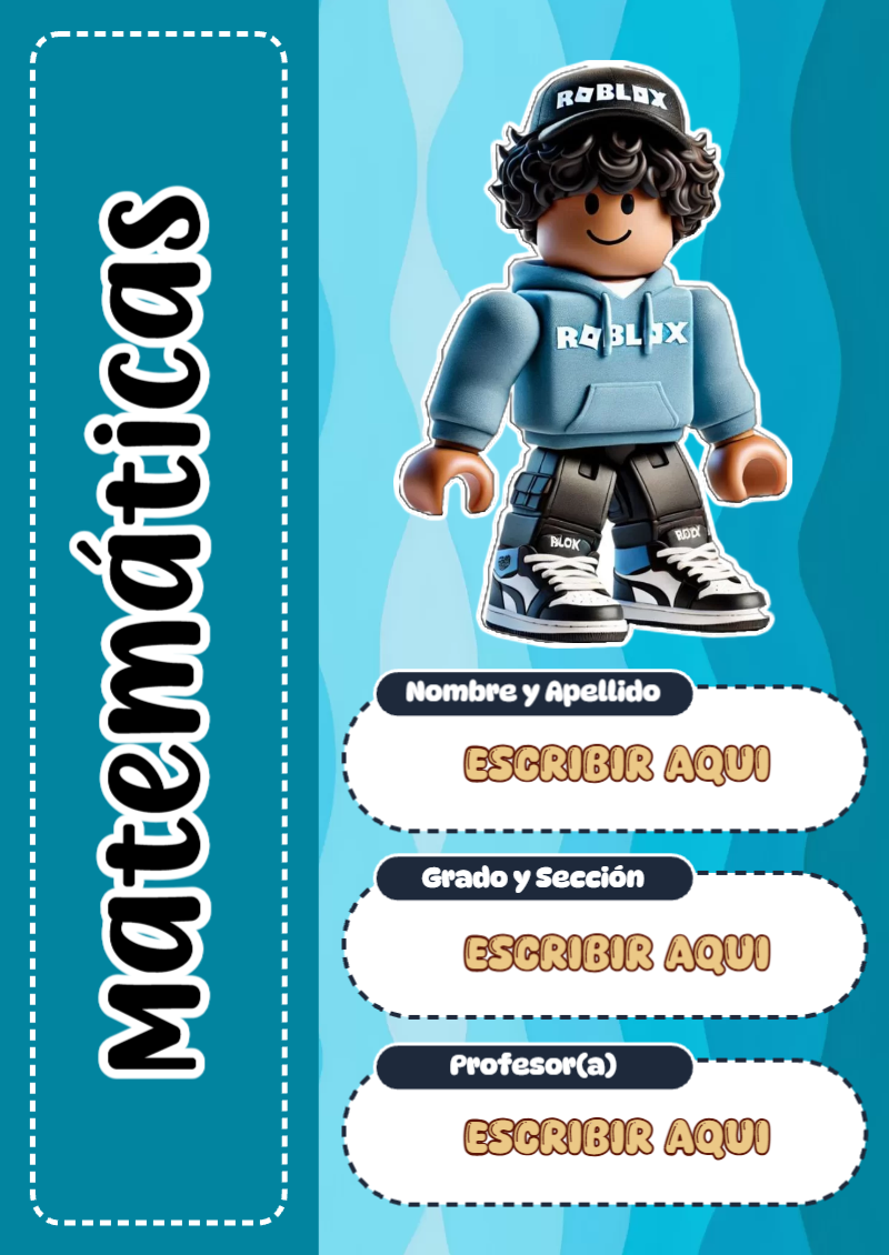 Portada de Roblox de Matemáticas para cuaderno para clases - perfecto para organizar tus apuntes