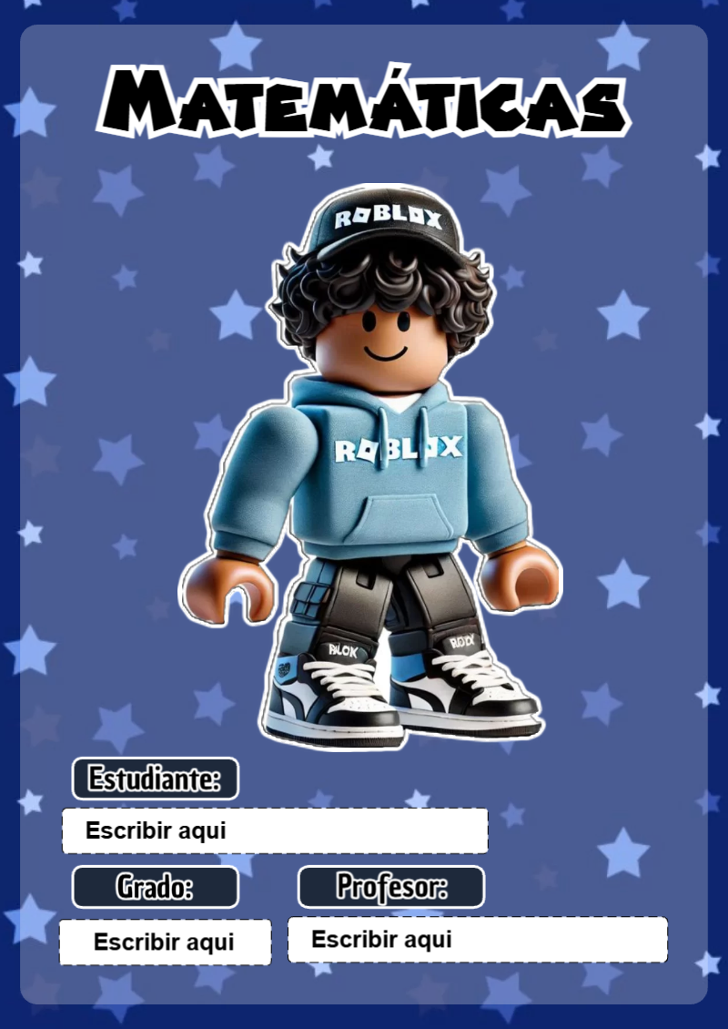 Portada de Roblox de Matemáticas para cuaderno llamativa y bonita - creación especial de Mini Canva