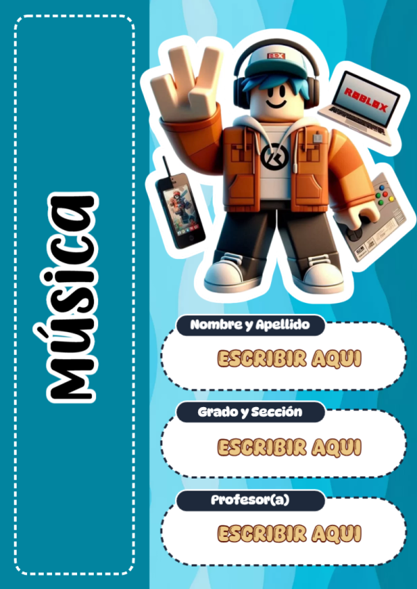 Portada de Roblox de Música para cuaderno decorativa y bonita - diseño exclusivo y original