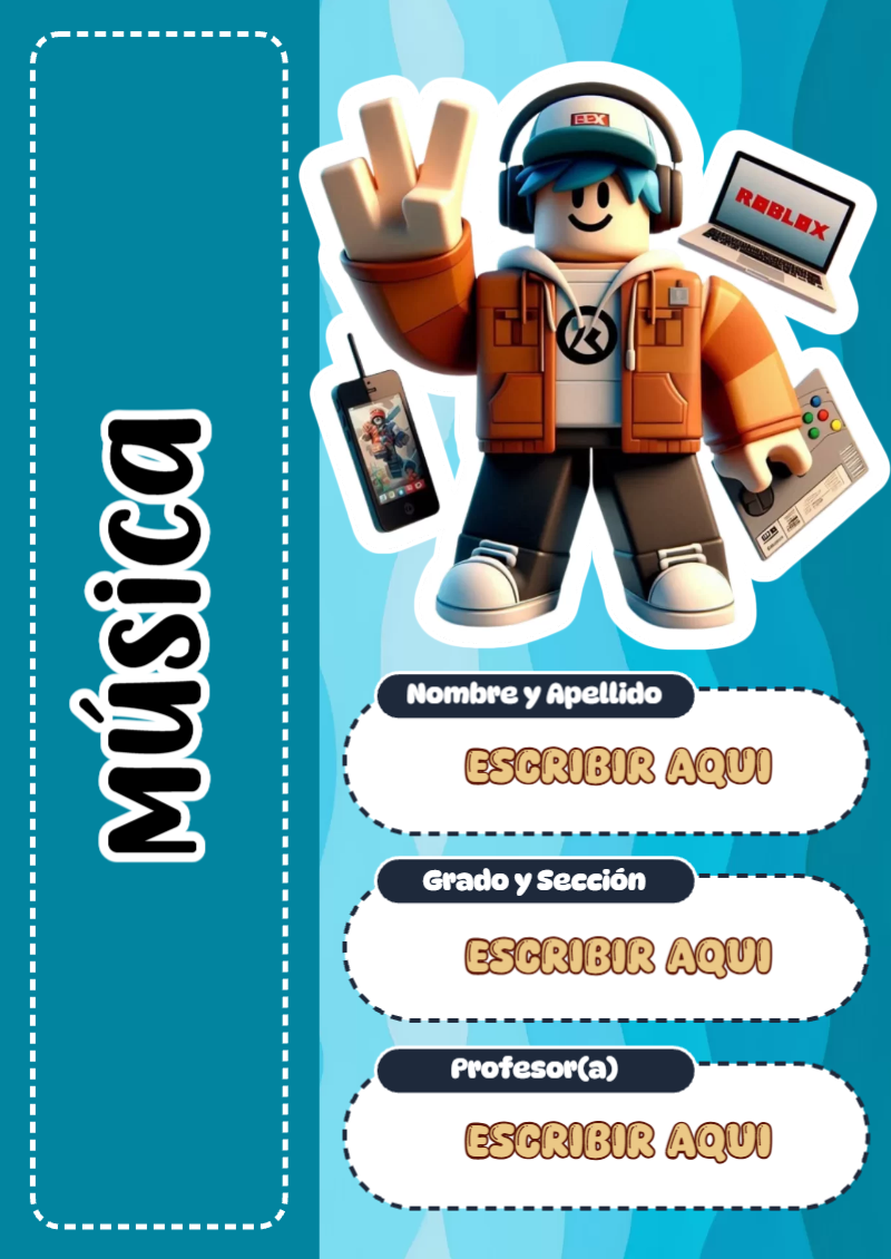 Portada de Roblox de Música para cuaderno decorativa y bonita - diseño exclusivo y original