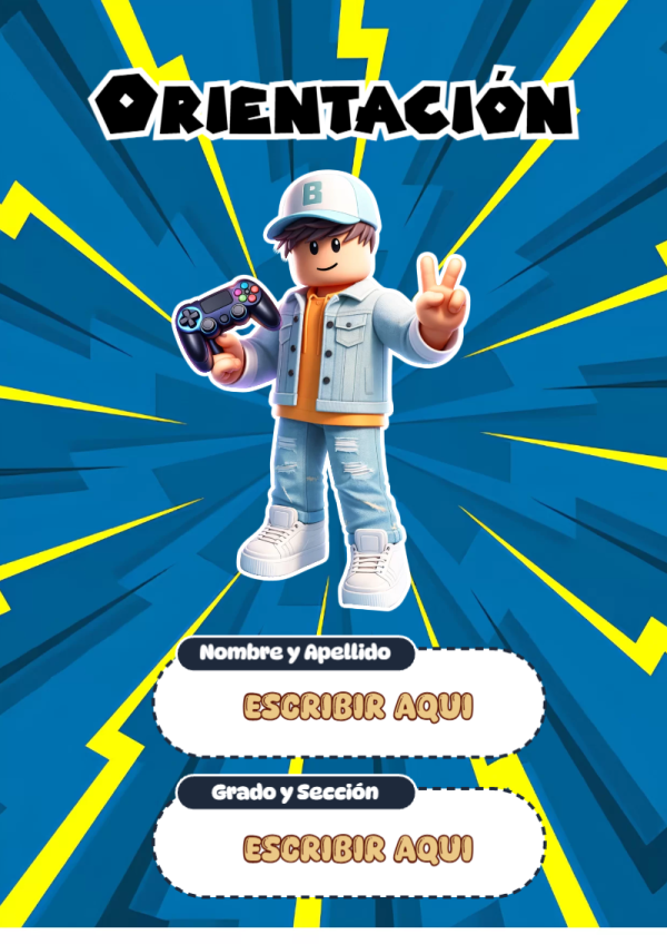 Portada de Roblox de Orientación para cuaderno escolar para imprimir gratis - para personalizar tus materias