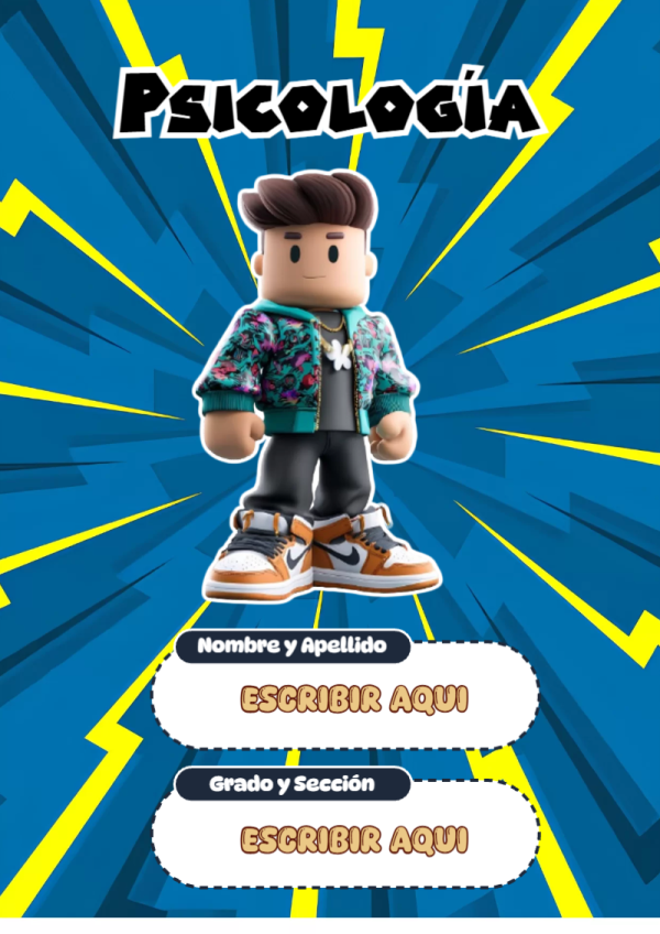 Portada de Roblox de Psicología para cuaderno colorida y creativa - perfecto para organizar tus apuntes