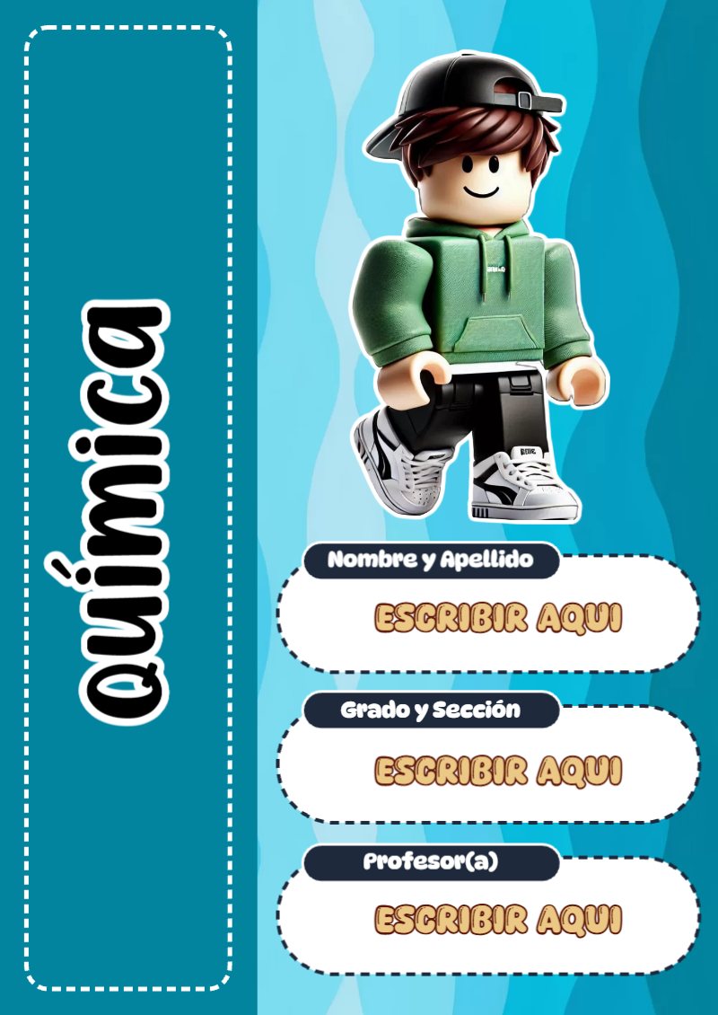 Portada de Roblox de Química Editable para Imprimir Gratis