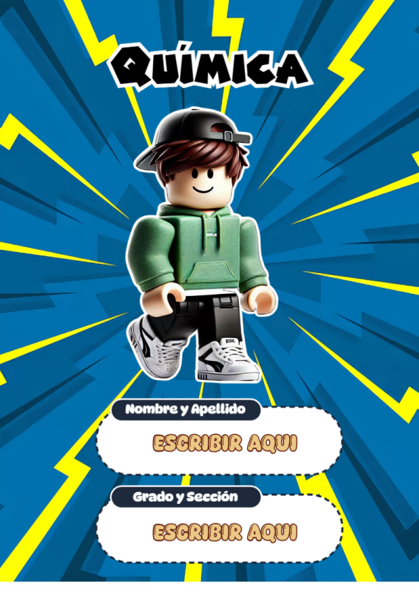 Portada de Roblox de Química para cuaderno personalizada para imprimir - estilo único para estudiantes